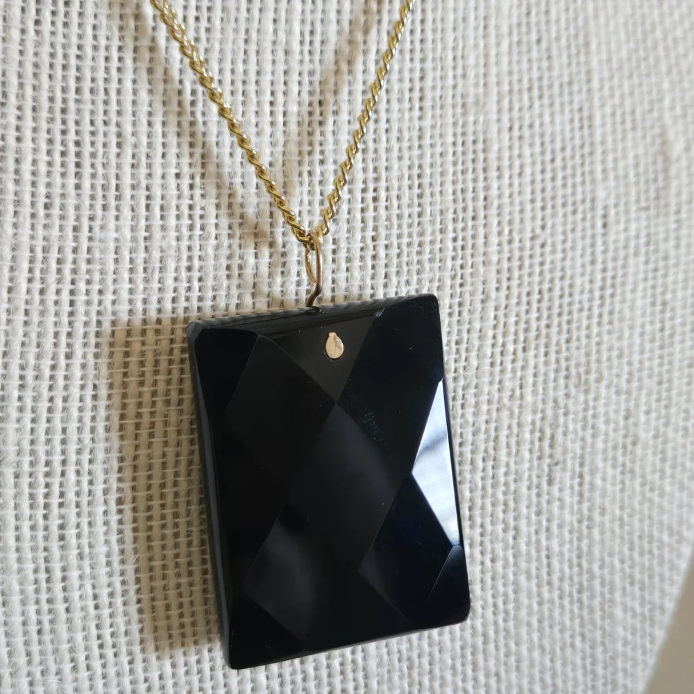 Faceted Obsidian Black Pendant 1.5